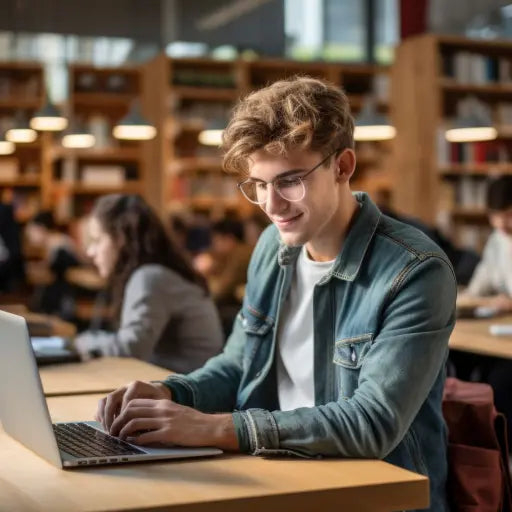 Young man learning in the library. Continuous Mouth Breathing Can Affect Learning