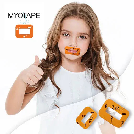 Young girl with MyoTape for kids. Snoring, Apnea and Mouth Breathing