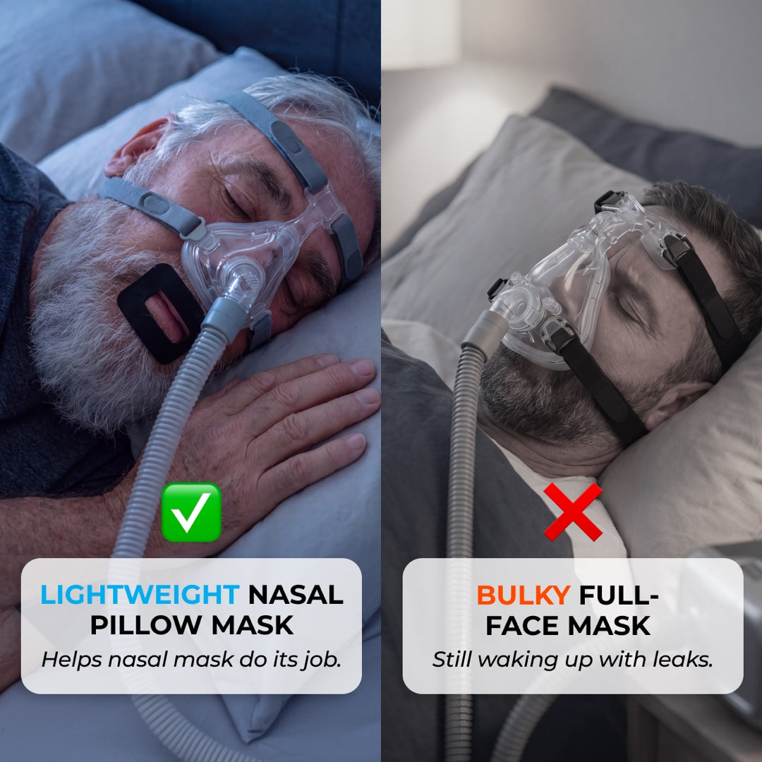 Lightweight nasal pillow mask versus a bulky full-face mask